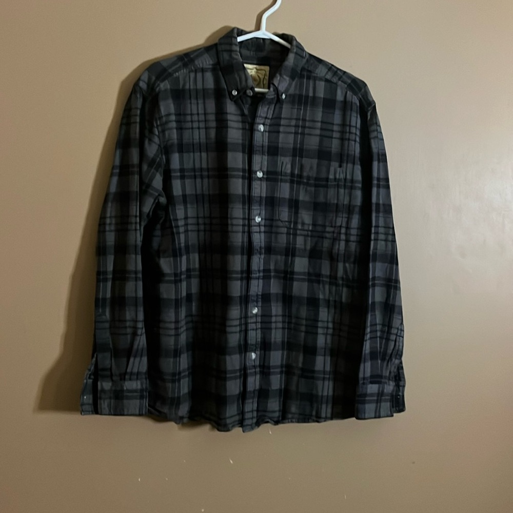 😄Flannel plaid button down shirt long sleeve l1